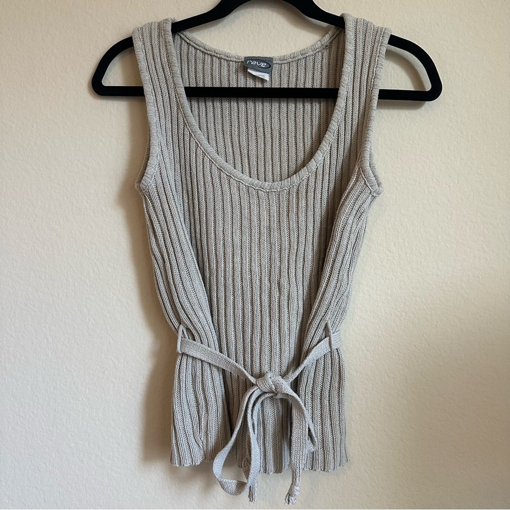 Ribbed Cotton Tank Top with Tie